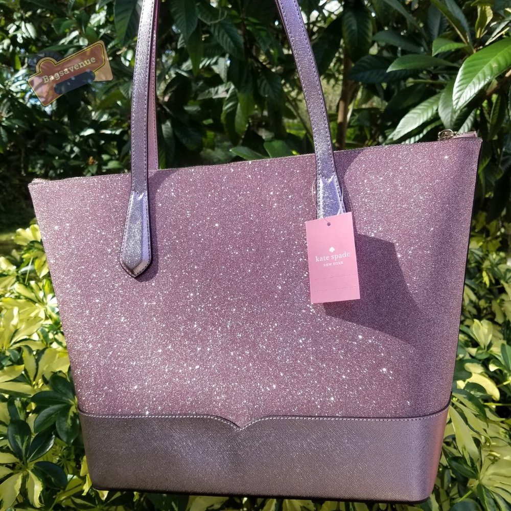 Rose Pink Lola Glitter Tote Bag Kate Spade glitter - Picture 3 of 13